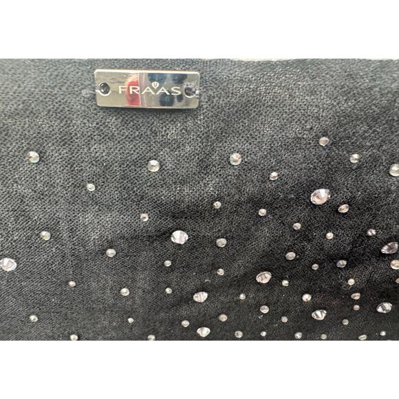 NWT Fraas Wool Cashmere Blend Crystal Embellished Sheer Black Scarf 80” X 30” - Picture 3 of 6